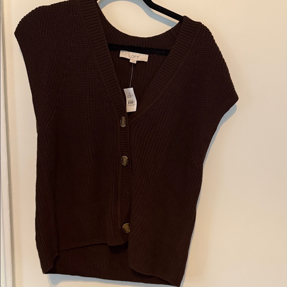 LOFT Women's Dark Brown Cardigan Vest
